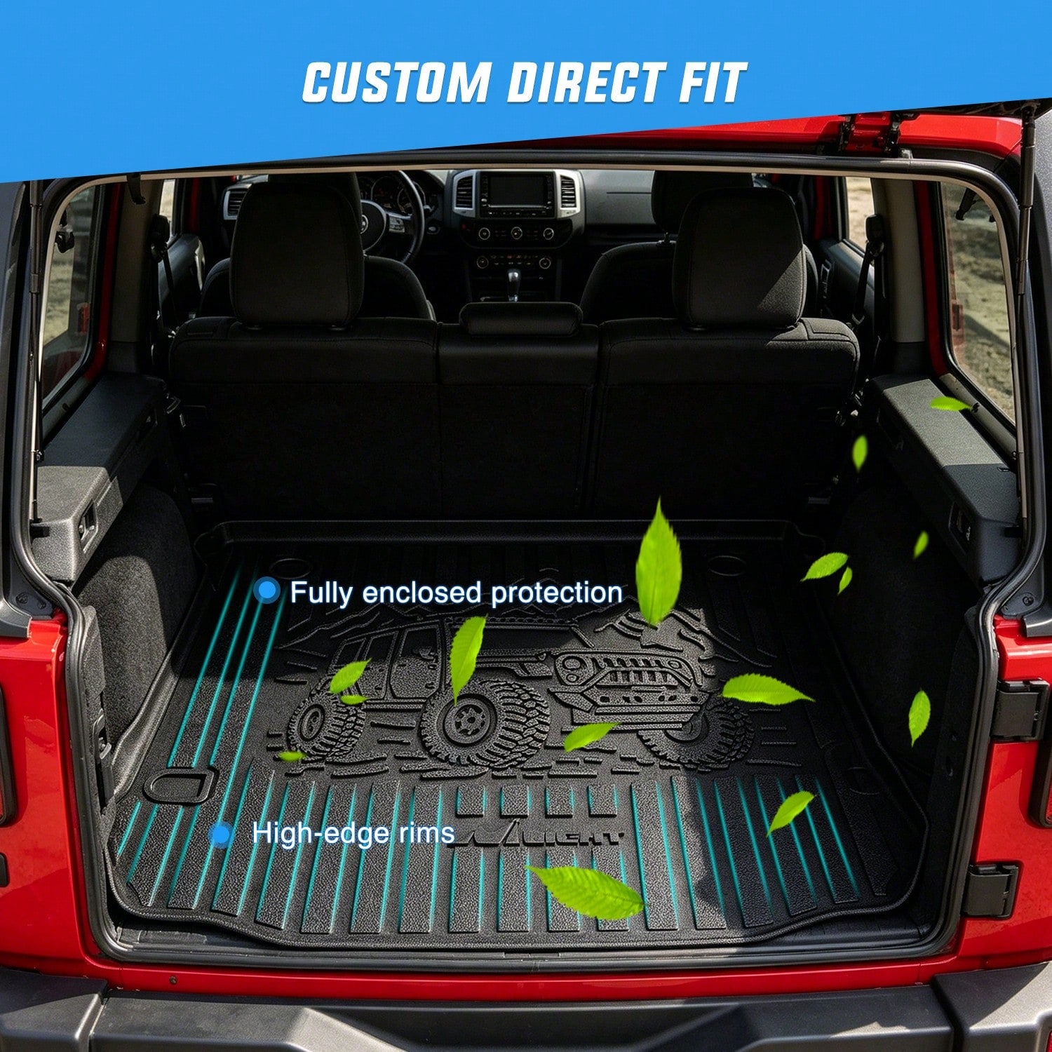 Nilight Rear Trunk Cargo Mat Compatible With Jeep Wrang Ler JK 2007-2012, All-Weather TPE Cargo Liner, Waterproof Anti-Slip Boot Floor Mat Accessories