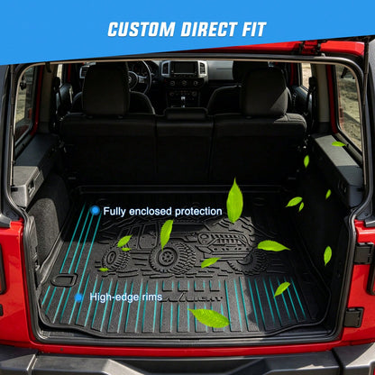 Nilight Rear Trunk Cargo Mat Compatible With Jeep Wrang Ler JK 2007-2012, All-Weather TPE Cargo Liner, Waterproof Anti-Slip Boot Floor Mat Accessories