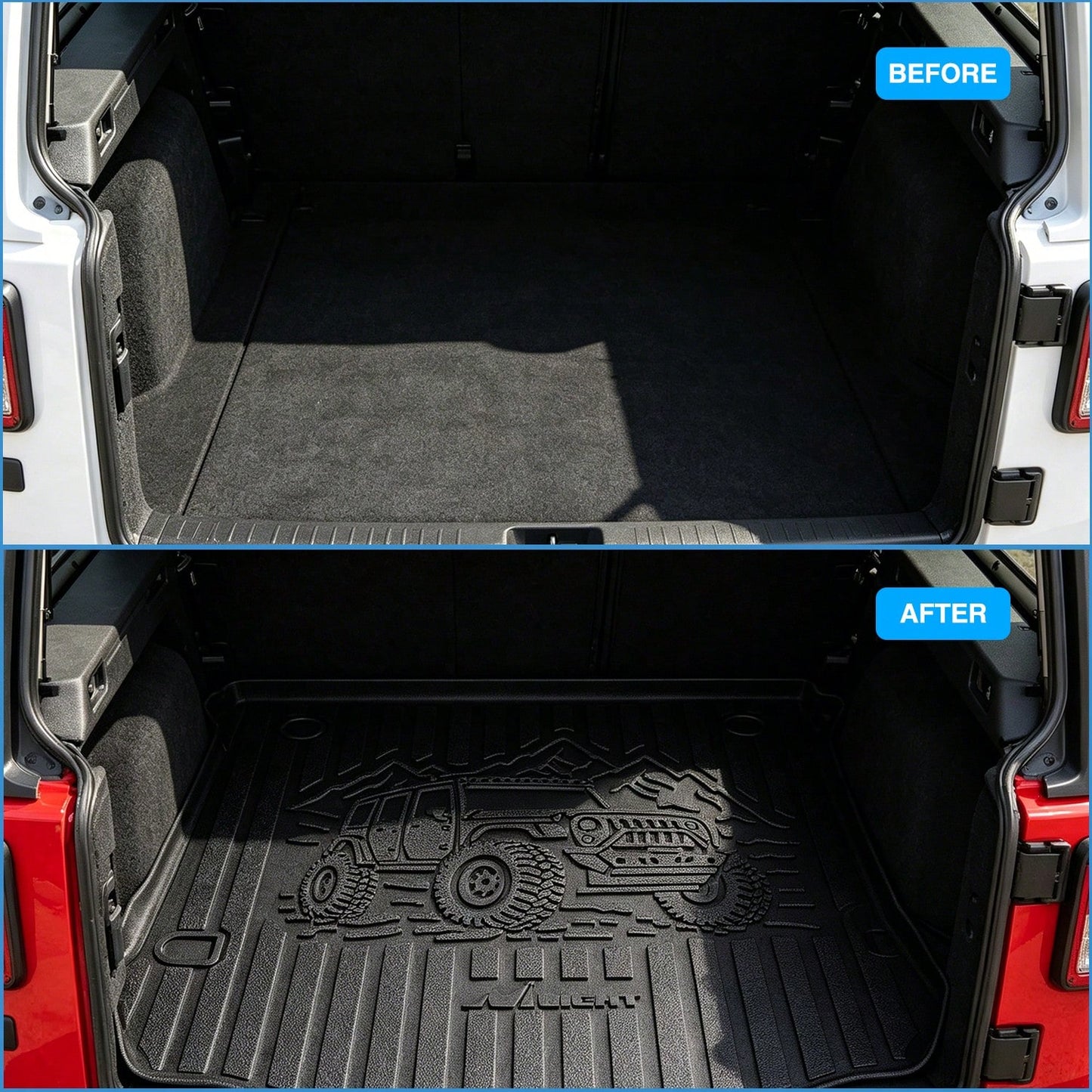 Nilight Rear Trunk Cargo Mat Compatible With Jeep Wrang Ler JK 2007-2012, All-Weather TPE Cargo Liner, Waterproof Anti-Slip Boot Floor Mat Accessories