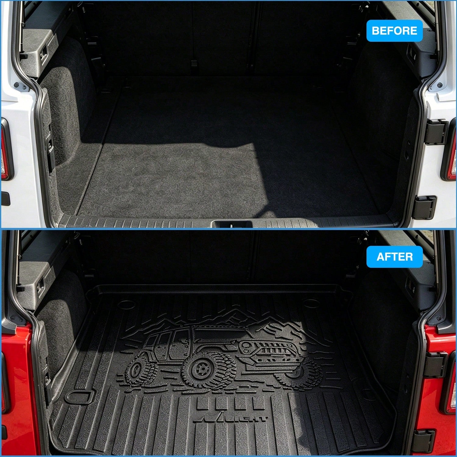 Nilight Rear Trunk Cargo Mat Compatible With Jeep Wrang Ler JK 2007-2012, All-Weather TPE Cargo Liner, Waterproof Anti-Slip Boot Floor Mat Accessories