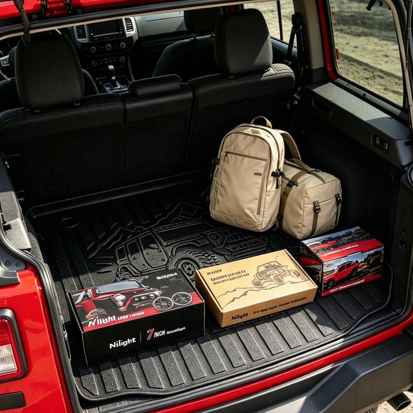 Nilight Rear Trunk Cargo Mat Compatible With Jeep Wrang Ler JK 2007-2012, All-Weather TPE Cargo Liner, Waterproof Anti-Slip Boot Floor Mat Accessories