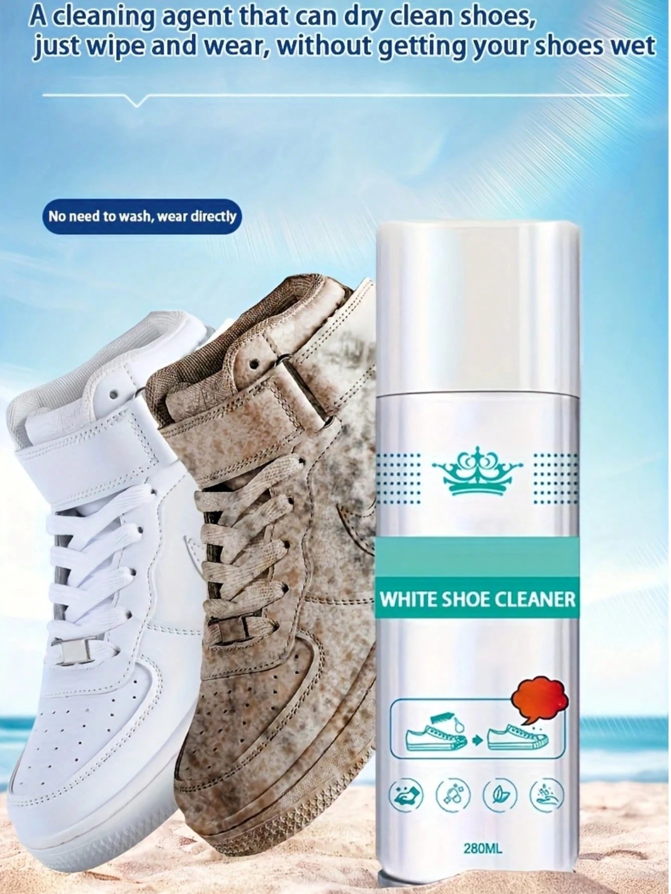 Nuokaiqi White Shoes Cleaning Agent Shoe Leather Brush Shoe Cleaner Decontamination Whitening And Yellowing Foam Shoe Polish Multi-Function Cleaning Agent