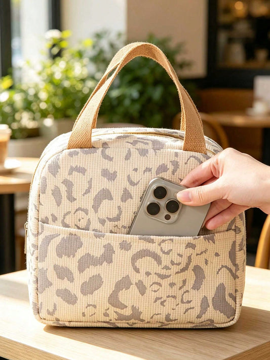 Nurse-Themed Leopard Print Insulated Lunch Bag With Medical-Themed Pattern Socks. It Is Portable, Thickened, Insulated, Leak-Proof And Durable, Perfect For Storing Meals And Snacks. The Set Includes O