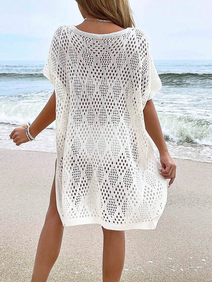 NZZOF Plus Size Women's Fashion Casual Hollow Out Cover Up Top (Swimsuit Not Included) Vacation Beach Pink Summer