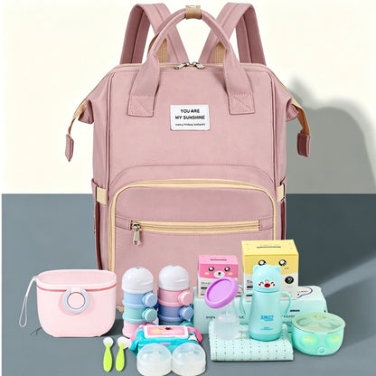 Oaoleer 1pc New Foldable Bed Diaper Backpack, Waterproof And Wear-Resistant, Large Capacity, For Travel, Outings And Daily Use