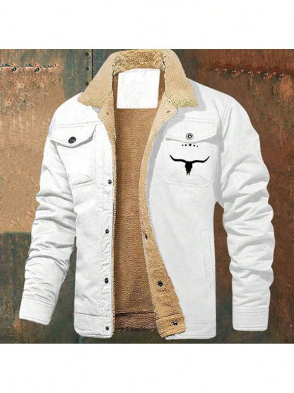 Official Flagship Store Boyfriend Gifts Men's Clothing Men's Winter Sherpa Lined Warm Trucker Coat Multi Pocket Casual Collared Menswear Tops Outdoor Long Sleeve Fashion Menswear Men's Cargo Casual Fl