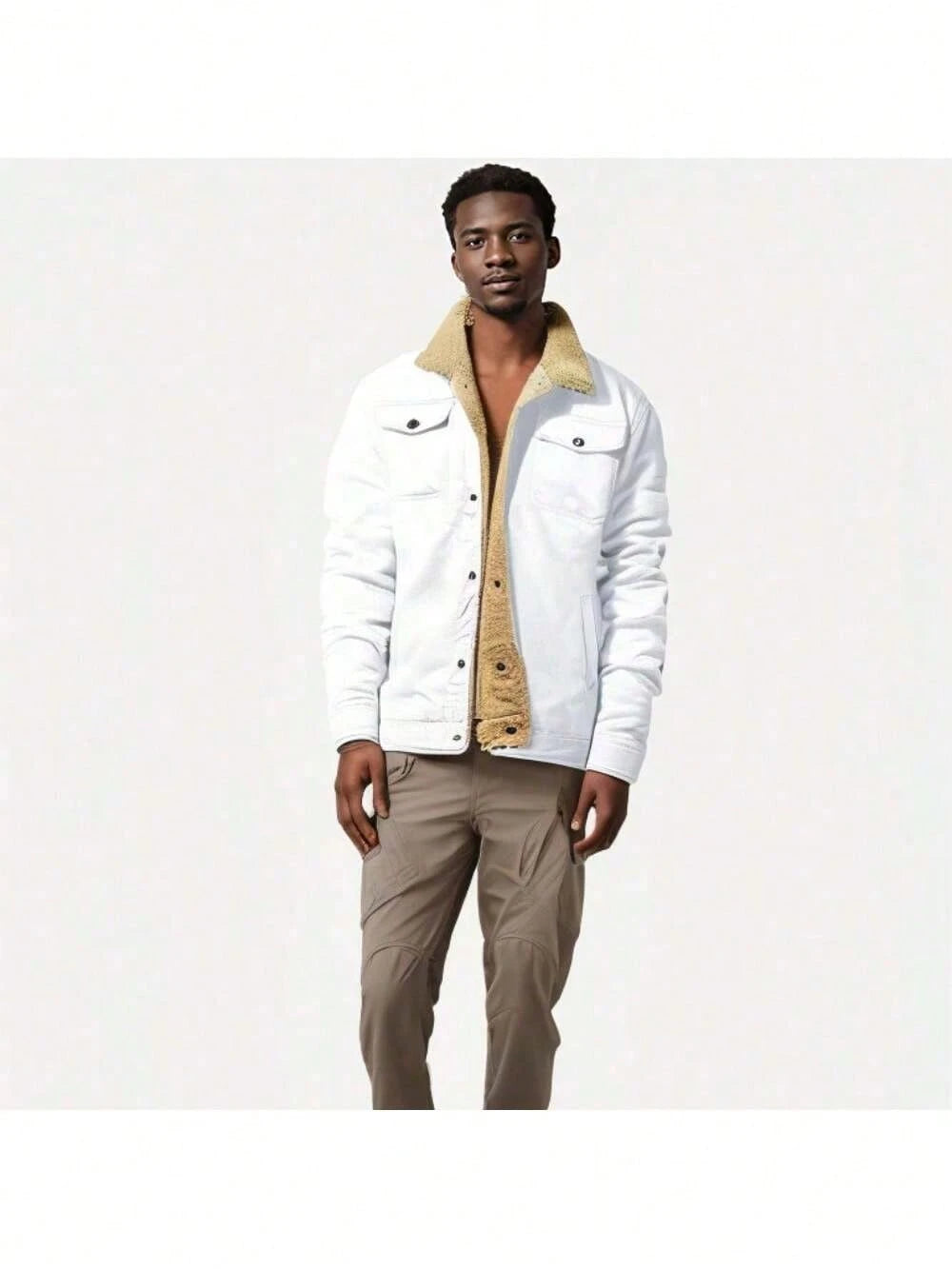 Official Flagship Store Boyfriend Gifts Men's Clothing Men's Winter Sherpa Lined Warm Trucker Coat Multi Pocket Casual Collared Menswear Tops Outdoor Long Sleeve Fashion Menswear Men's Cargo Casual Fl