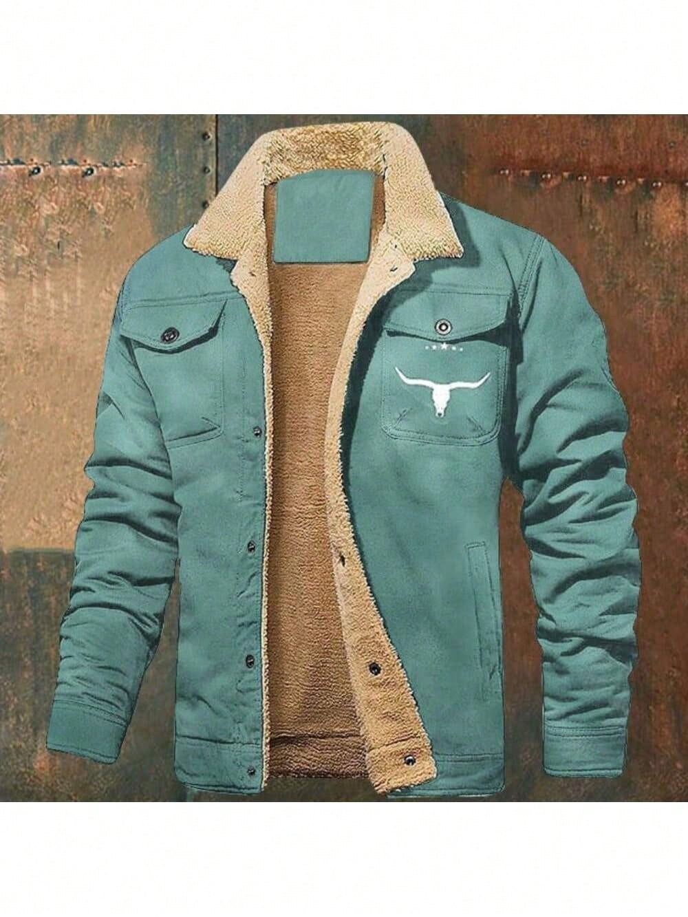 Official Flagship Store Boyfriend Gifts Men's Clothing Men's Winter Sherpa Lined Warm Trucker Coat Multi Pocket Casual Collared Menswear Tops Outdoor Long Sleeve Fashion Menswear Men's Cargo Casual Fl