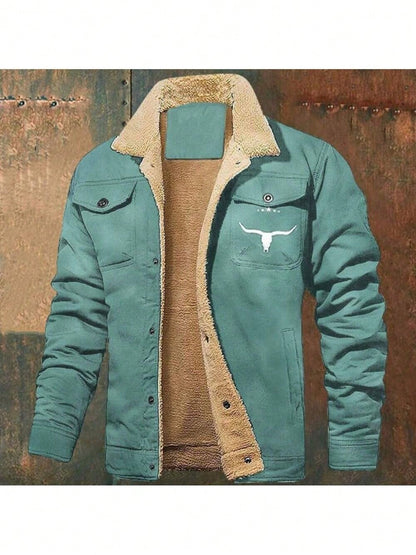 Official Flagship Store Boyfriend Gifts Men's Clothing Men's Winter Sherpa Lined Warm Trucker Coat Multi Pocket Casual Collared Menswear Tops Outdoor Long Sleeve Fashion Menswear Men's Cargo Casual Fl