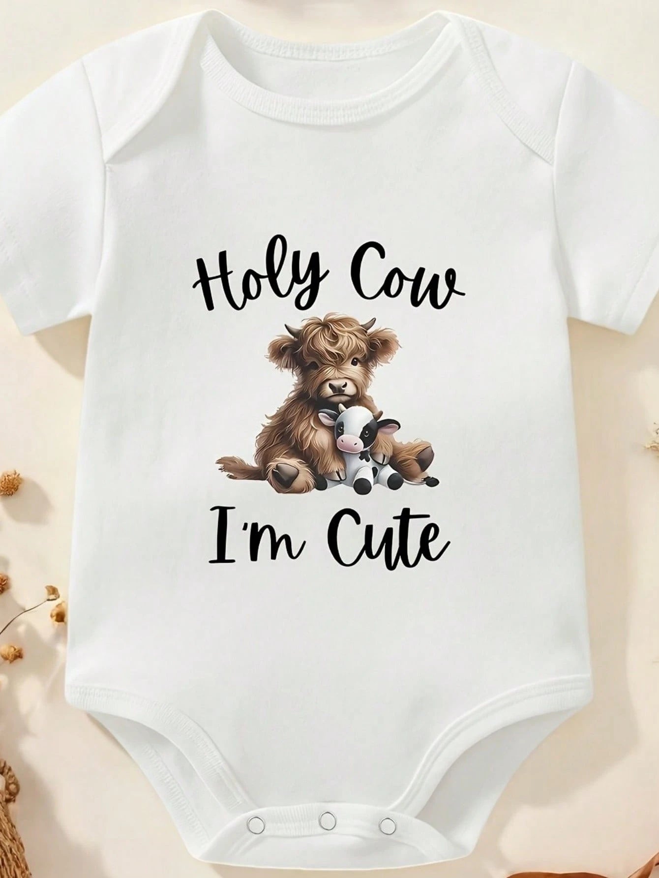 Oh My God, I'm So Adorable! Cartoon-Style High-Collared Cow And Calf Pattern One-Piece Dress