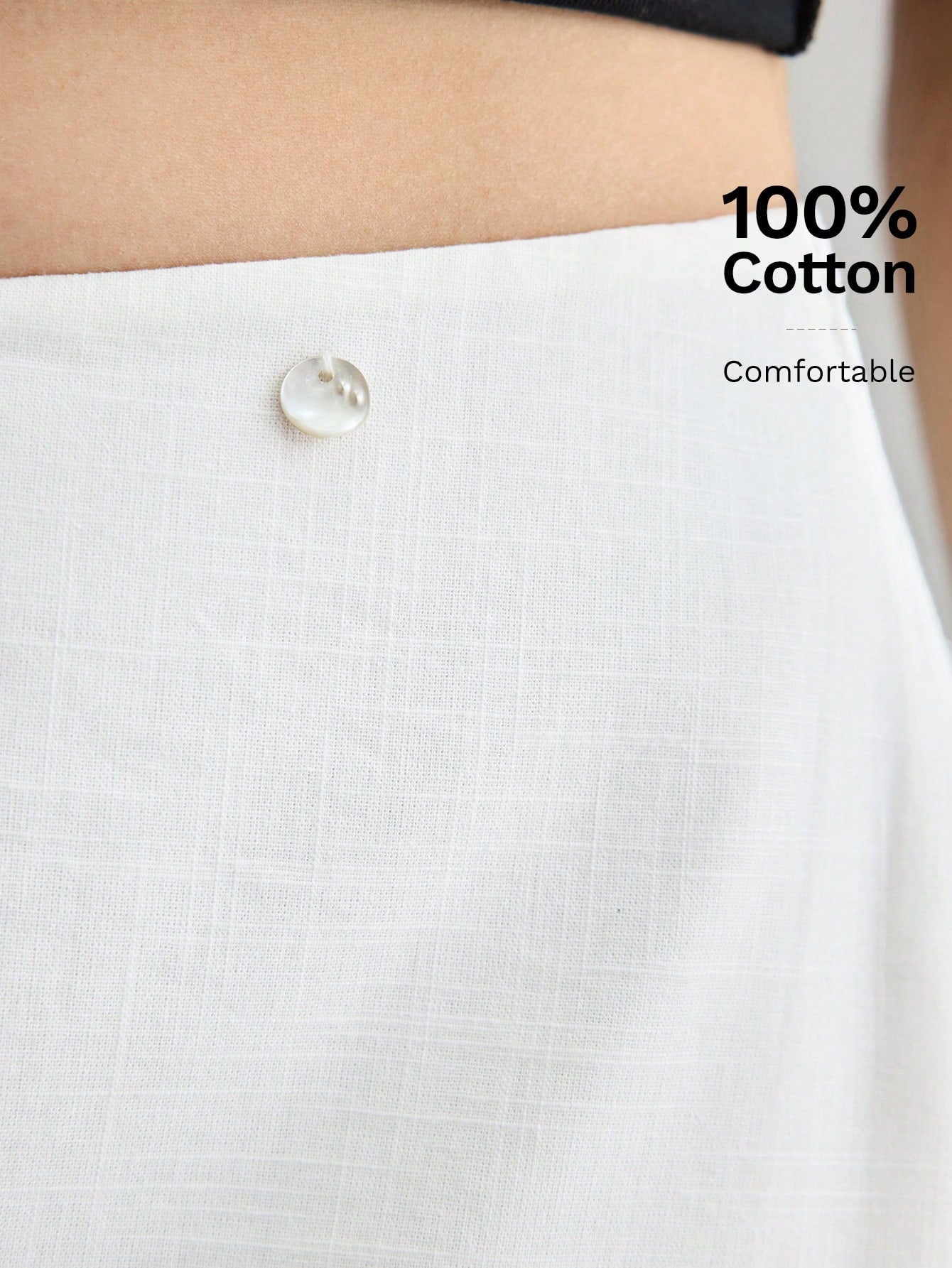 Ontre Women's White Summer Basic Vacation A-Line Skirt, Bamboo Texture Soft Thick Fabric With Pockets,Elegant Boho Vintage Style Office Attire