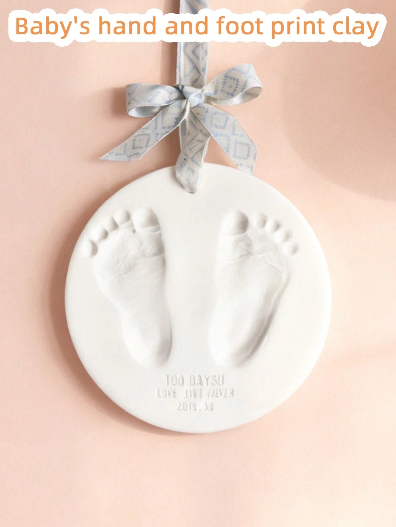 Optional (S=1 Pack 25g Clay + 1 Holder + 1 S Size Round Mold)/ (M=1 Pack 45g Clay + 1 Holder + 1 M Size Round Mold)/ Set=S+M/ Baby 100 Days, 1st Birthday Gift, Newborn Growth Keepsake, Clay For Mak