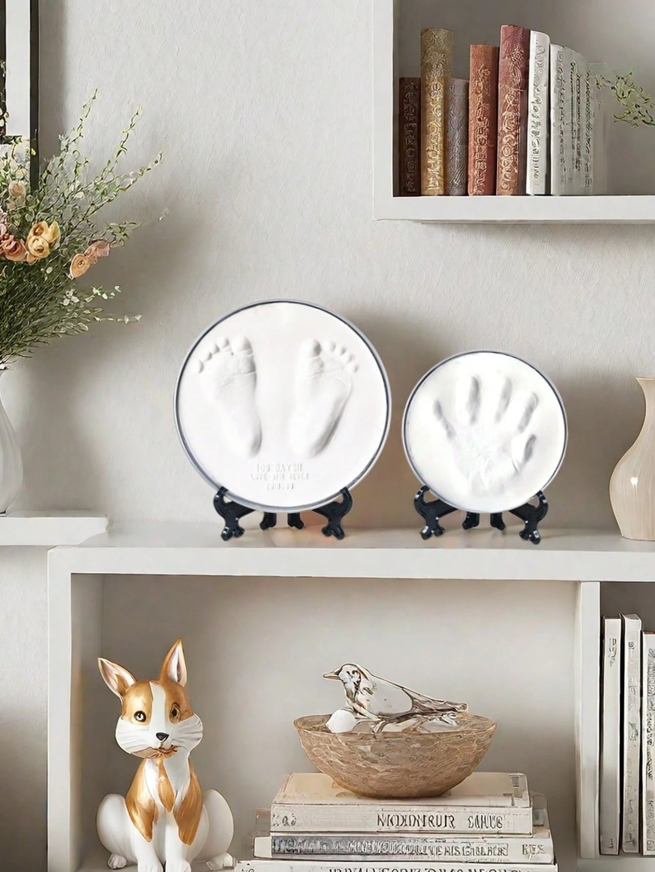 Optional (S=1 Pack 25g Clay + 1 Holder + 1 S Size Round Mold)/ (M=1 Pack 45g Clay + 1 Holder + 1 M Size Round Mold)/ Set=S+M/ Baby 100 Days, 1st Birthday Gift, Newborn Growth Keepsake, Clay For Mak