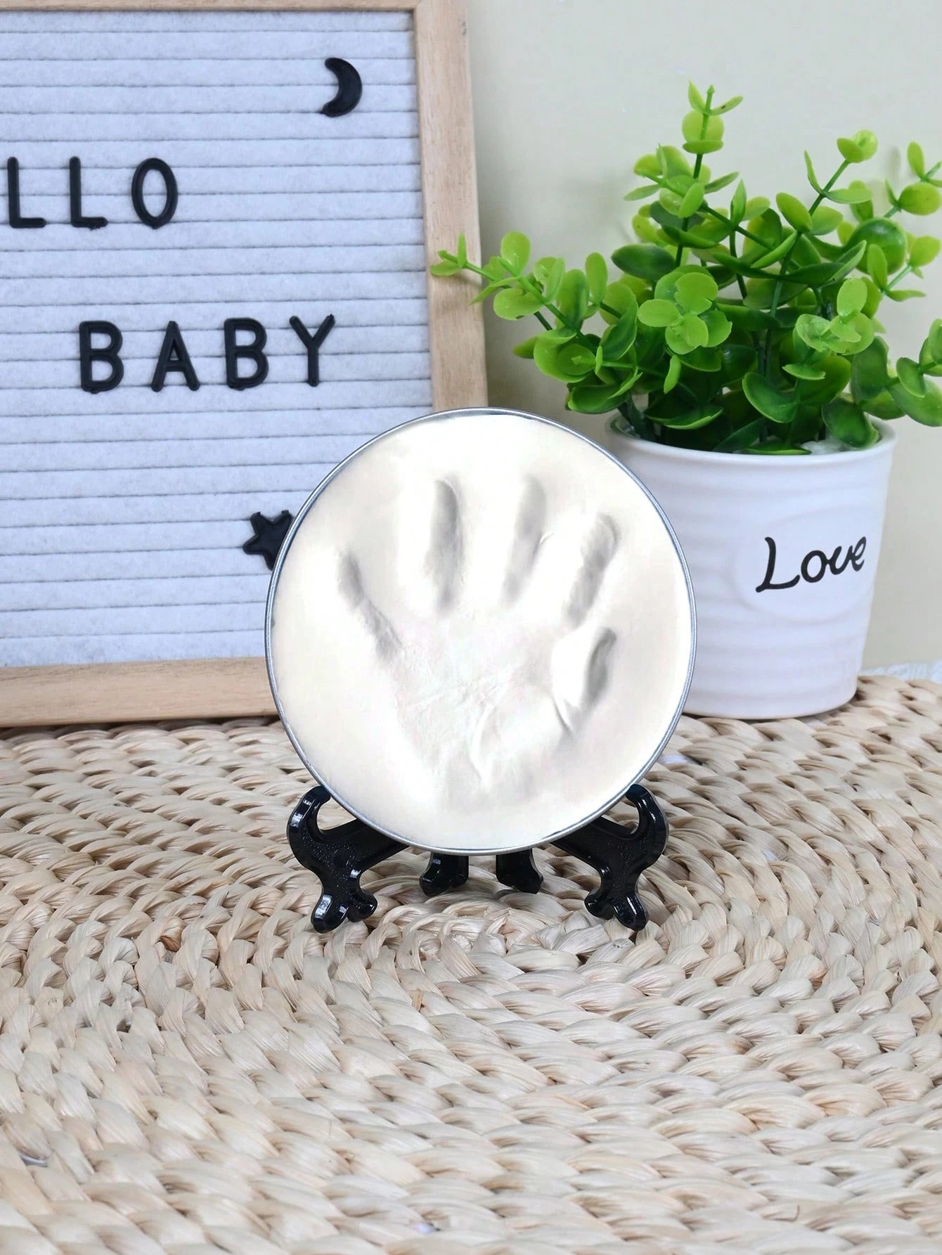 Optional (S=1 Pack 25g Clay + 1 Holder + 1 S Size Round Mold)/ (M=1 Pack 45g Clay + 1 Holder + 1 M Size Round Mold)/ Set=S+M/ Baby 100 Days, 1st Birthday Gift, Newborn Growth Keepsake, Clay For Mak