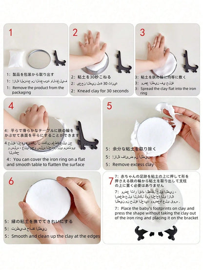 Optional (S=1 Pack 25g Clay + 1 Holder + 1 S Size Round Mold)/ (M=1 Pack 45g Clay + 1 Holder + 1 M Size Round Mold)/ Set=S+M/ Baby 100 Days, 1st Birthday Gift, Newborn Growth Keepsake, Clay For Mak