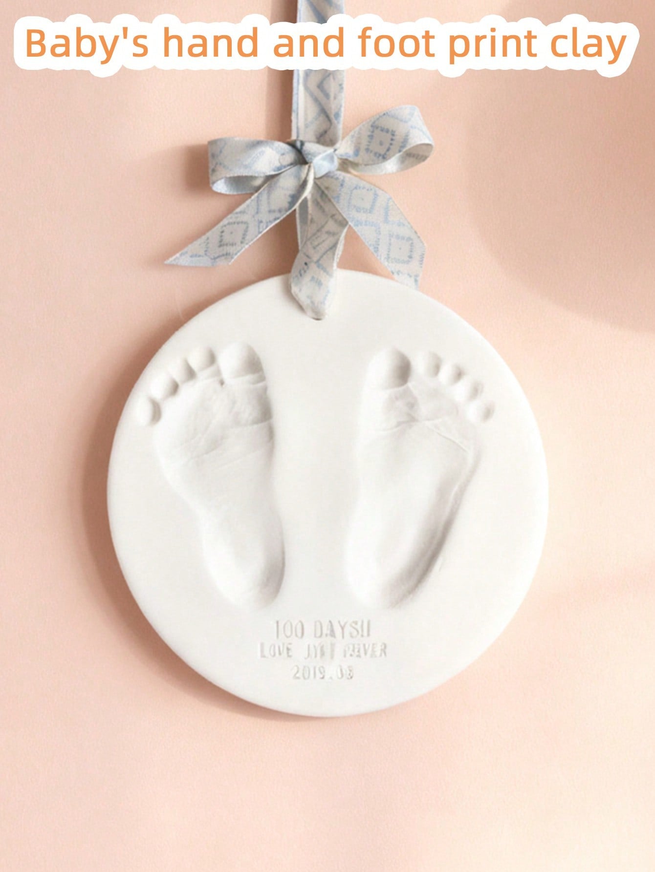 Optional (S=1 Pack 25g Clay + 1 Holder + 1 S Size Round Mold)/ (M=1 Pack 45g Clay + 1 Holder + 1 M Size Round Mold)/ Set=S+M/ Baby 100 Days, 1st Birthday Gift, Newborn Growth Keepsake, Clay For Mak
