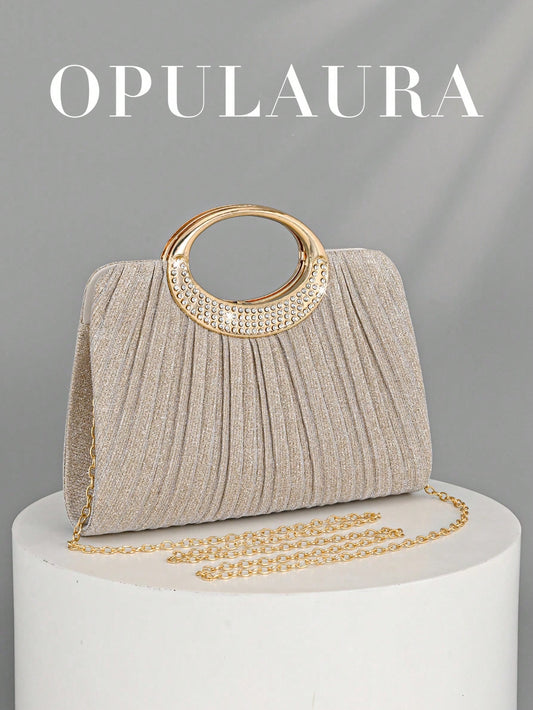 OpulAura Women's Fashion Sparkling Crystal Rhinestone Evening Clutch Bag, Glittering Luxury Rhinestone Studded Formal Dress Handbag,Bride, Wedding Items, Prom