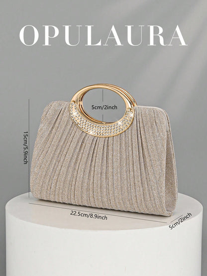 OpulAura Women's Fashion Sparkling Crystal Rhinestone Evening Clutch Bag, Glittering Luxury Rhinestone Studded Formal Dress Handbag,Bride, Wedding Items, Prom