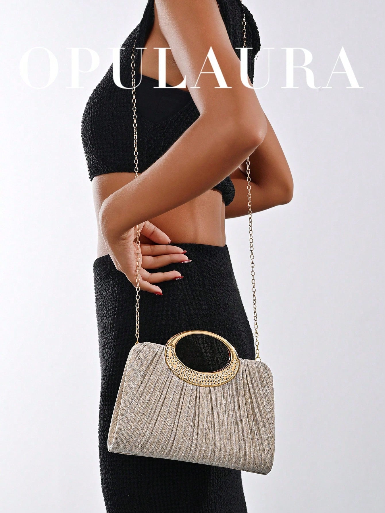 OpulAura Women's Fashion Sparkling Crystal Rhinestone Evening Clutch Bag, Glittering Luxury Rhinestone Studded Formal Dress Handbag,Bride, Wedding Items, Prom
