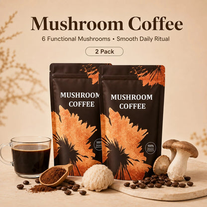 Organic Mushroom Coffee 1pack (90 Servings)| 6 Adaptogens + MCT Oil, Lion's Mane For Focus – USA Instant – Fuel Energy, Support Digestion & Immunity!