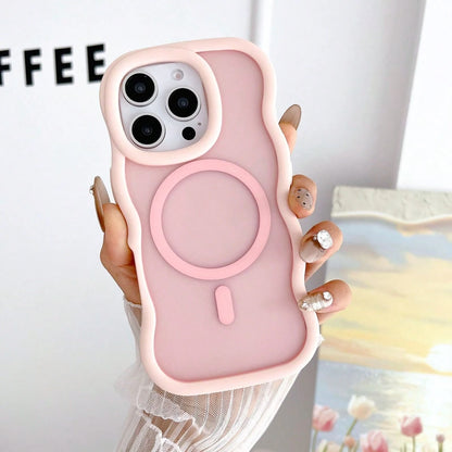 OroBelle High Quality Frosted Advanced Magnetic Wave Silicone Skin Feel Phone Case Compatible With IPhone16 15 14 13 12 11 Pro Max Plus,Thickened Anti-Drop Casing Protector Shockproof No Fingerprint