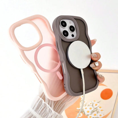 OroBelle High Quality Frosted Advanced Magnetic Wave Silicone Skin Feel Phone Case Compatible With IPhone16 15 14 13 12 11 Pro Max Plus,Thickened Anti-Drop Casing Protector Shockproof No Fingerprint