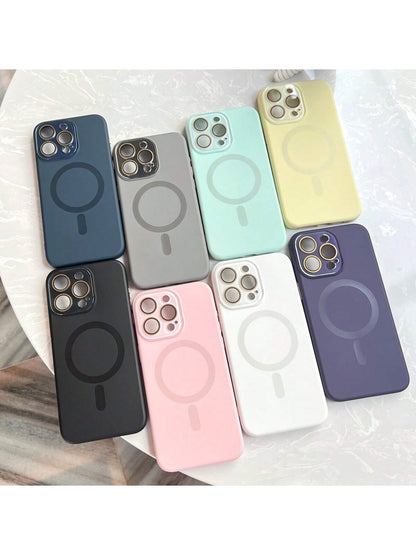 OroBelle Strong Magnetic Liquid Silicone Glass Camera Protector Cover Phone Case Compatible With IPhone17 16 15 14 13 12 11 Pro Max Plus, Compatible With IPhone11 Skin Feel Casing Drop Dust Proof No F
