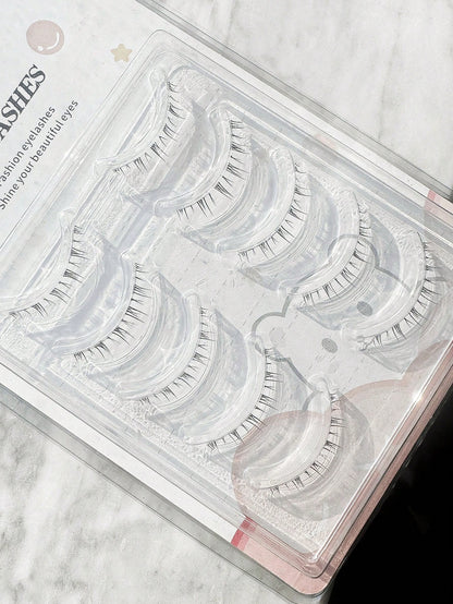 Outopen Natural Lashes Lower False Eyelashes, 5 Pairs, Clear Bands, Slender Natural Look, Japanese Manga Style Spiky Anime Lower Lashes, Dramatic DIY Cosplay Strip Lashes, Reusable