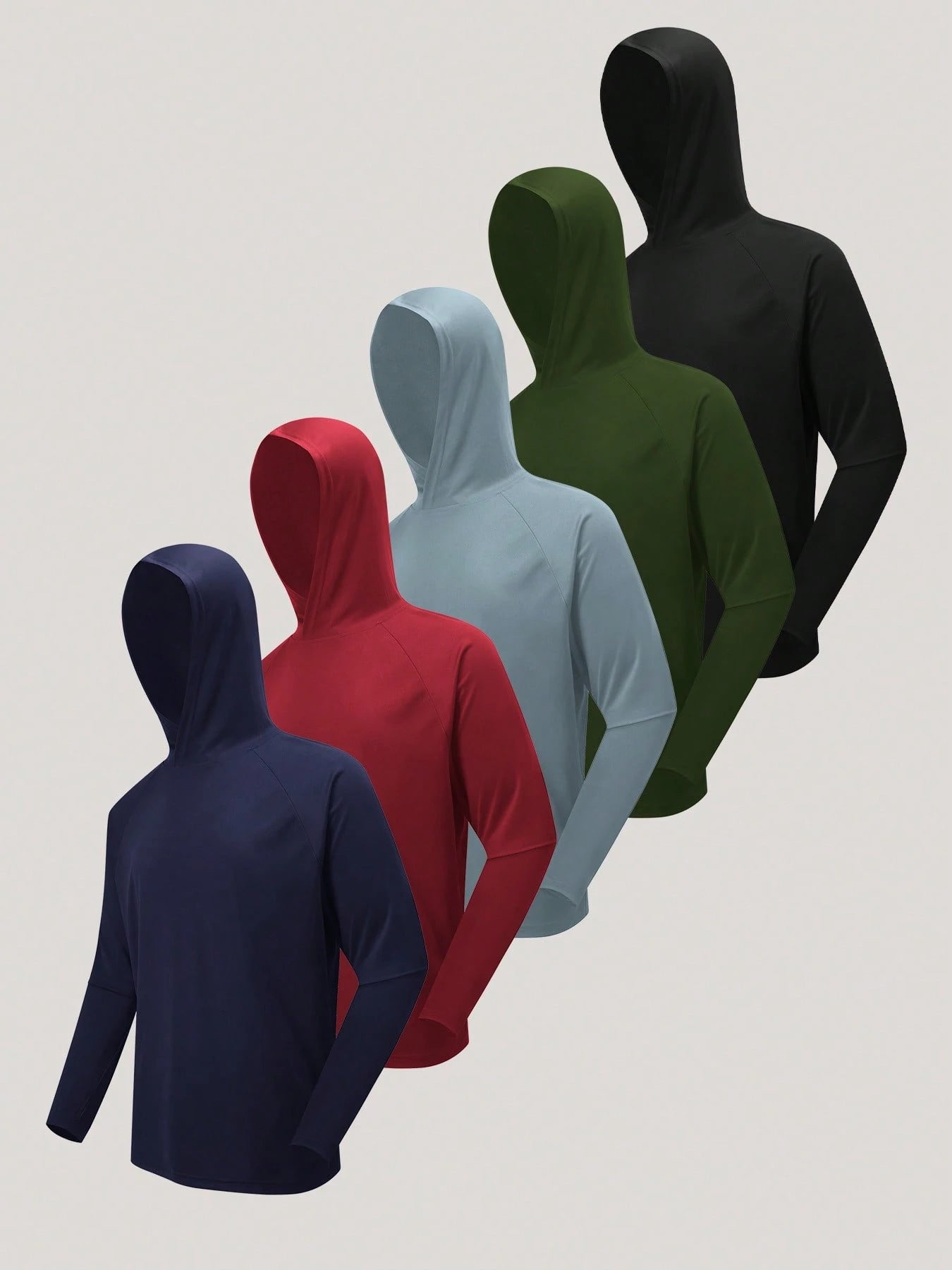 OYGSieg 5-Pack Men's Hooded Sweatshirts, Quick-Drying, Breathable, Lightweight Sportswear Suitable For Fitness, Jogging, And Hiking.