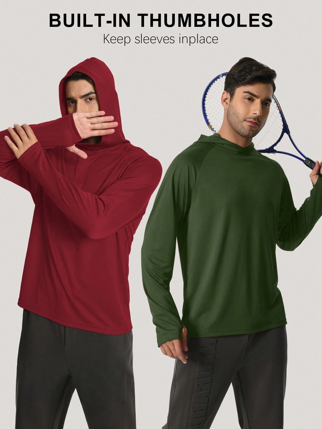 OYGSieg 5-Pack Men's Hooded Sweatshirts, Quick-Drying, Breathable, Lightweight Sportswear Suitable For Fitness, Jogging, And Hiking.