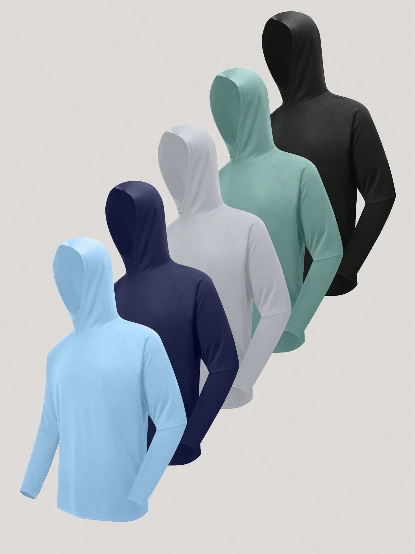 OYGSieg 5-Pack Men's Hooded Sweatshirts, Quick-Drying, Breathable, Lightweight Sportswear Suitable For Fitness, Jogging, And Hiking.