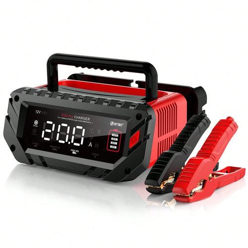 P20 Pro Smart Car Battery Charger, 12V/24V Automotive Charger, Lead-Acid Battery, LiFePO4 Battery Maintainer With LCD Display, Trickle Charger, For Lawn Mower, Motorcycle, AGM, STD, Gel, EFB,Etc