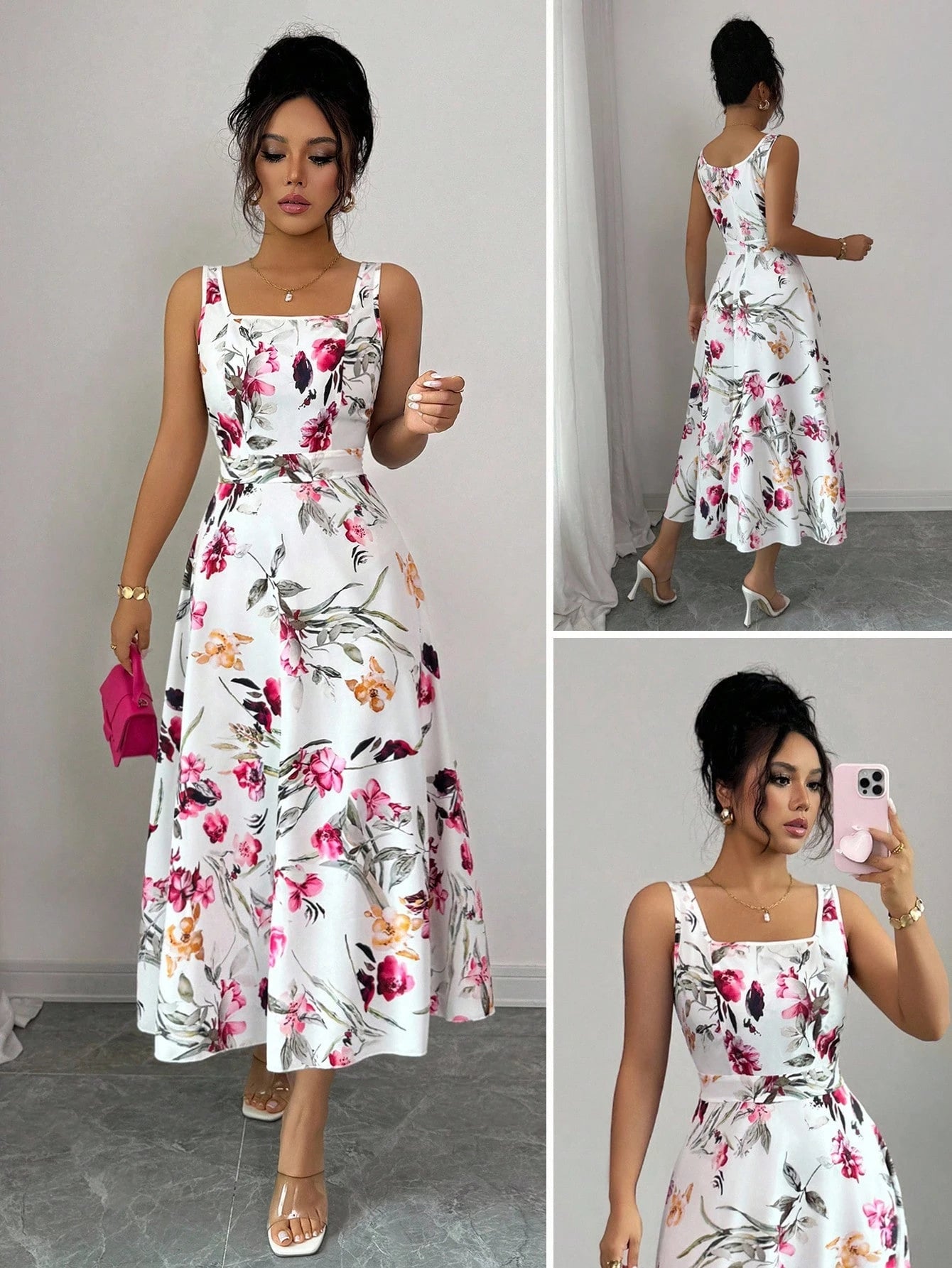 Pariaura Women's Fashionable Elegant Printed Waist Dress Polka Dot Dresses For Women Retro Dresses For Women
