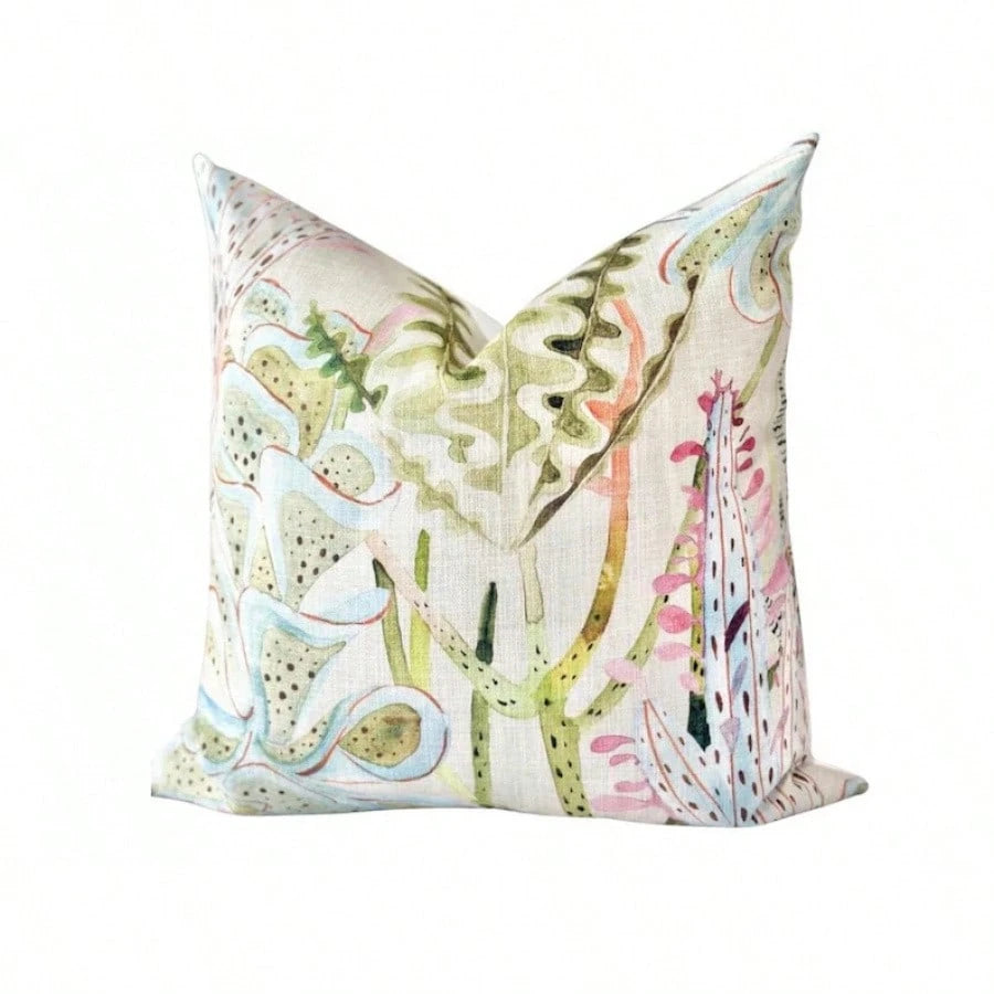 Pastel Coral Throw Pillow Cover For Sofa And Bed, Blush Throw Pillow Cover Floral Print, Modern Blush Pillow Cover