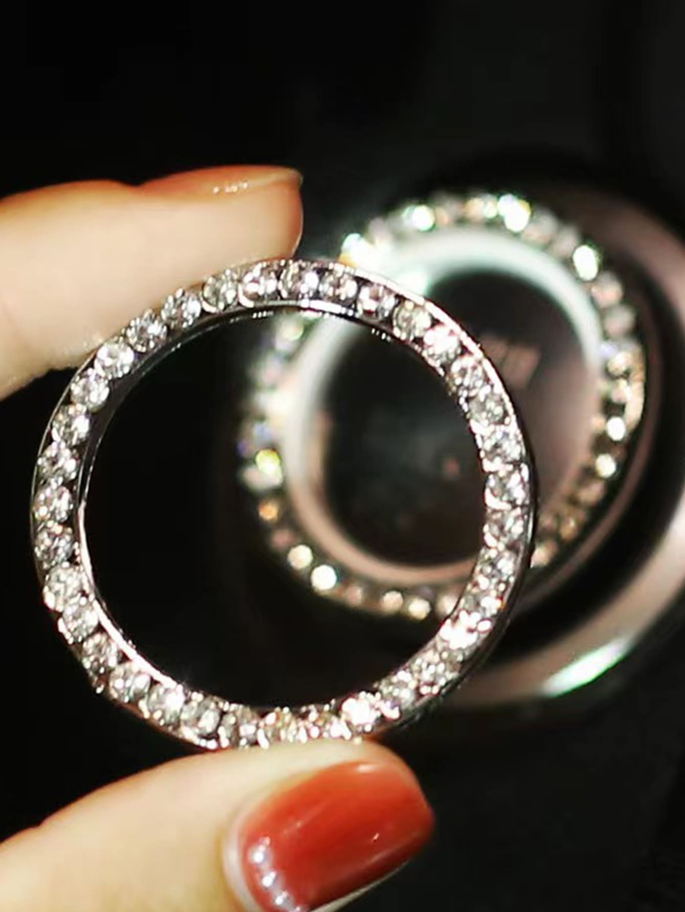 (Pay Attention To The Size, Not Suitable For All Cars ) 3.8cm Car One Key Start Button Decorative Ring With Diamond Inlaid Crystal Ignition Ring White