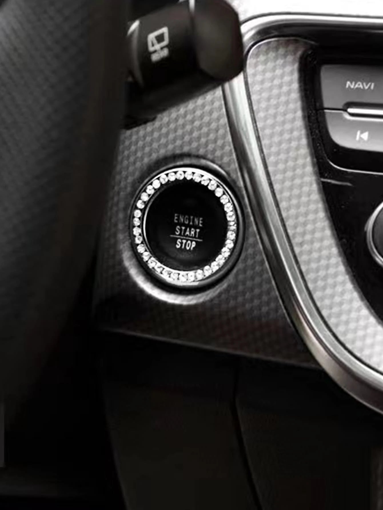 (Pay Attention To The Size, Not Suitable For All Cars ) 3.8cm Car One Key Start Button Decorative Ring With Diamond Inlaid Crystal Ignition Ring White