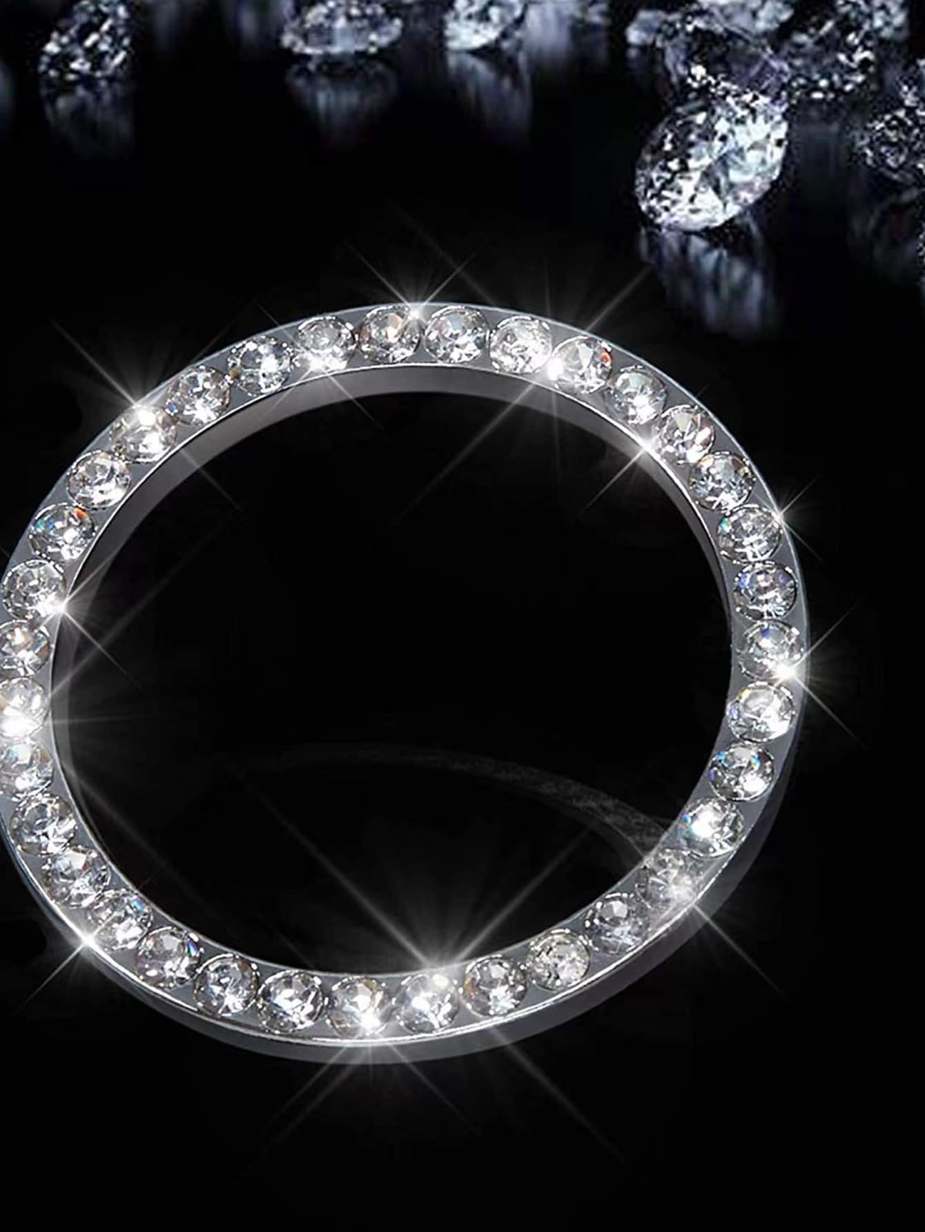 (Pay Attention To The Size, Not Suitable For All Cars ) 3.8cm Car One Key Start Button Decorative Ring With Diamond Inlaid Crystal Ignition Ring White