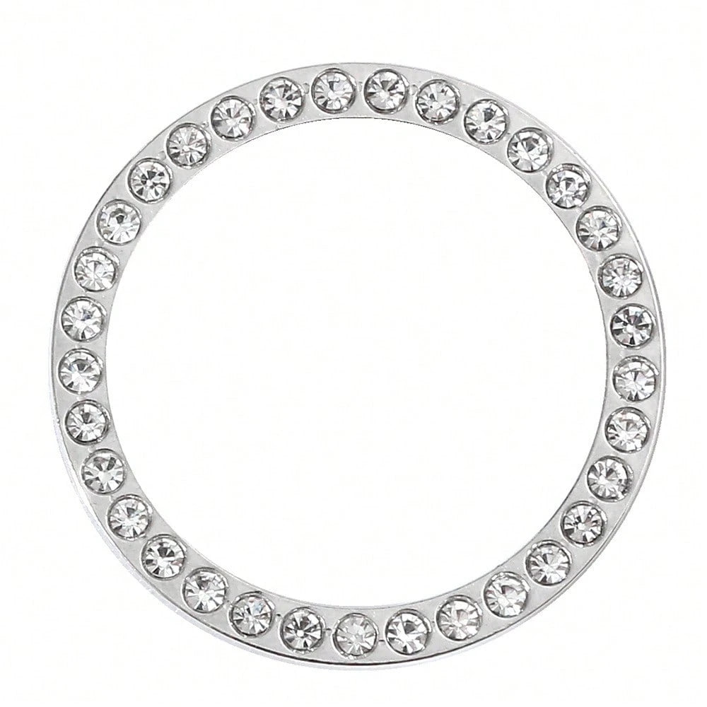 (Pay Attention To The Size, Not Suitable For All Cars ) 3.8cm Car One Key Start Button Decorative Ring With Diamond Inlaid Crystal Ignition Ring White