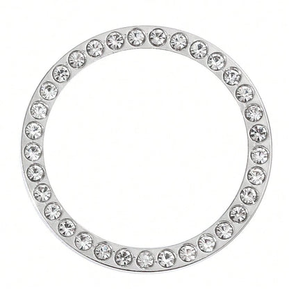 (Pay Attention To The Size, Not Suitable For All Cars ) 3.8cm Car One Key Start Button Decorative Ring With Diamond Inlaid Crystal Ignition Ring White