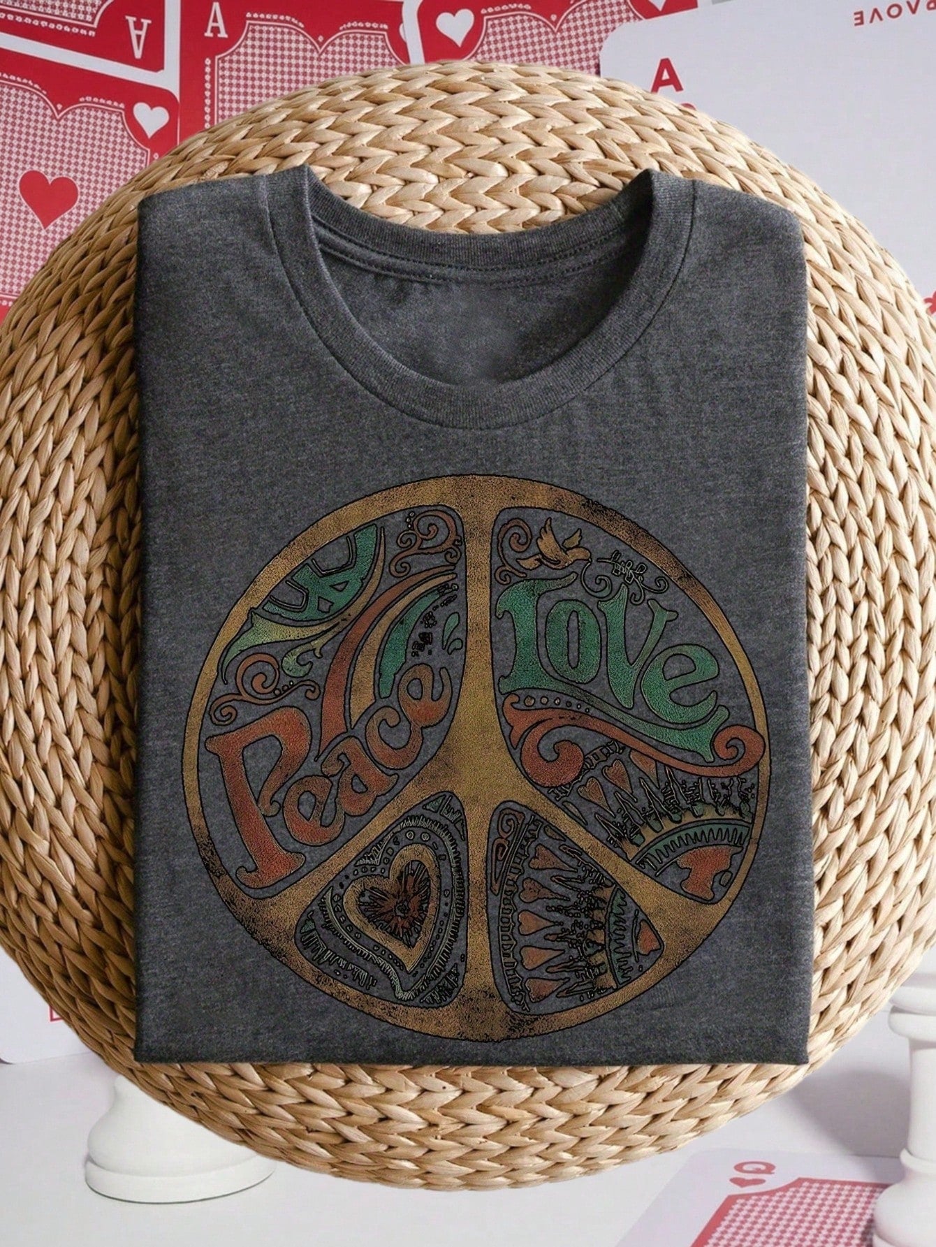 Peace SignWomen's OverSize T-Shirt Graphic Tee Summer Crew Neck Short Sleeve Top Birthday Mother's Day Gift