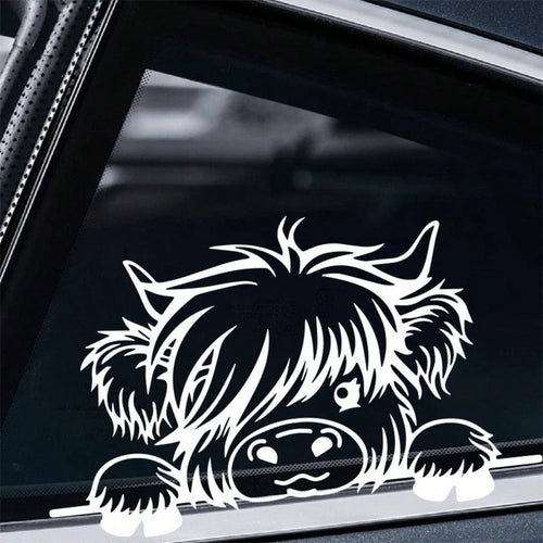 Peeking Cow Car Decal – Cute Animal Vinyl Sticker For Rear Window Or Bumper, Self-Adhesive, Glossy Finish, Outline Design