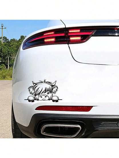 Peeking Cow Car Decal – Cute Animal Vinyl Sticker For Rear Window Or Bumper, Self-Adhesive, Glossy Finish, Outline Design