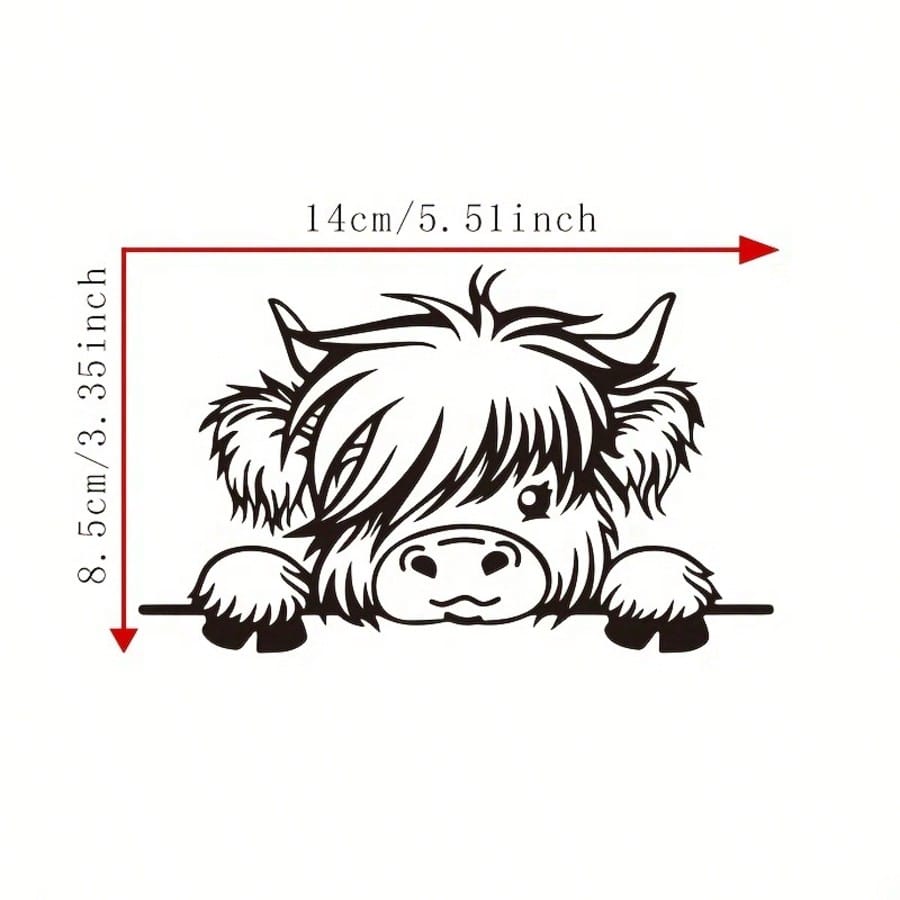 Peeking Cow Car Decal – Cute Animal Vinyl Sticker For Rear Window Or Bumper, Self-Adhesive, Glossy Finish, Outline Design