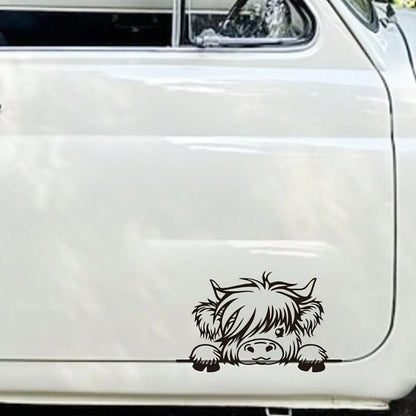 Peeking Cow Car Decal – Cute Animal Vinyl Sticker For Rear Window Or Bumper, Self-Adhesive, Glossy Finish, Outline Design