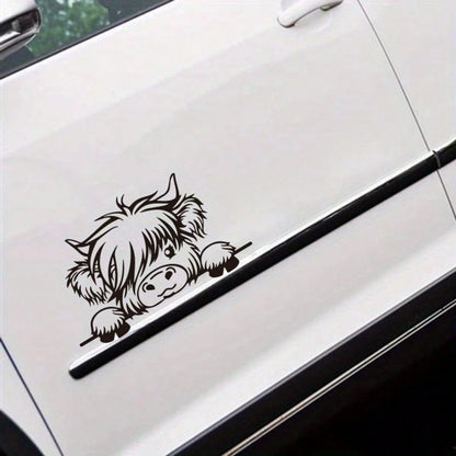 Peeking Cow Car Decal – Cute Animal Vinyl Sticker For Rear Window Or Bumper, Self-Adhesive, Glossy Finish, Outline Design