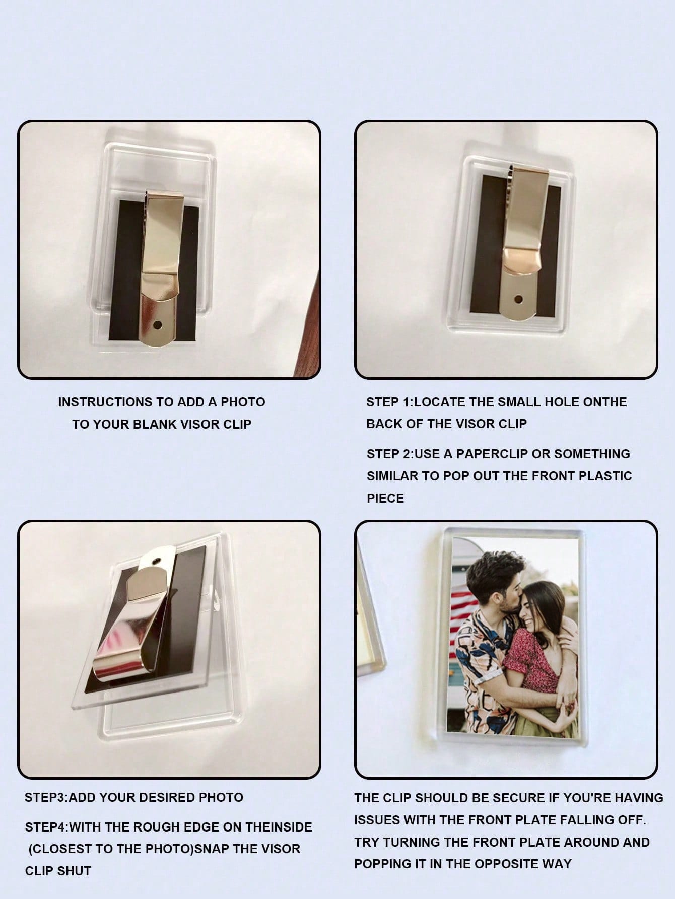 Personalized DIY Car Sun Visor Acrylic Photo Frame- Suitable For Couple, Family And Pet Photos- Easy To Install And Use- Can Hold Wallet-Sized Photos- Perfect Gift For Valentine's Day, Anniversary