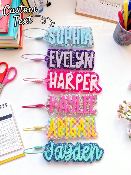 Personalized Matte Acrylic Name Keychains, Customized Children's Name Backpack Charms, Bag Tags, Lunchbox Labels, Teacher Gifts, Back To School