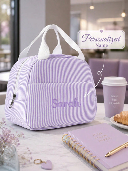 Personalized Name Customized Insulated Lunch Tote Bag, Portable Food Storage Bag, Suitable For Work, Office, Travel, Reusable Picnic Gift