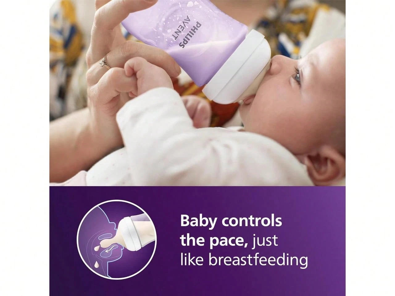 Philips Avent Natural Baby Bottle With Natural Response Nipple, Purple, 9oz 4pk, SCY903/34