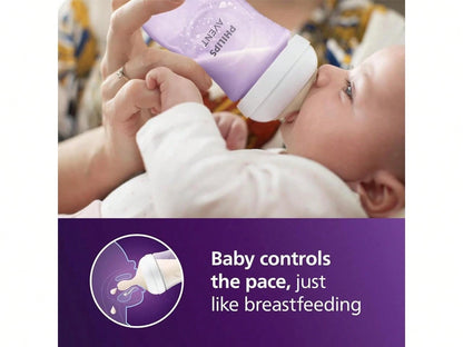 Philips Avent Natural Baby Bottle With Natural Response Nipple, Purple, 9oz 4pk, SCY903/34